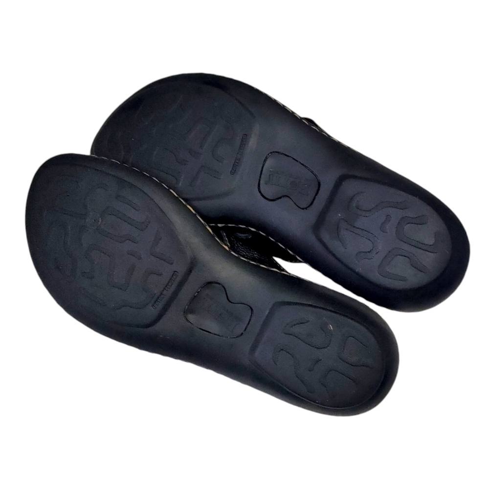 Born Black Leather Crisscross Slide Sandals - Picture 8 of 10
